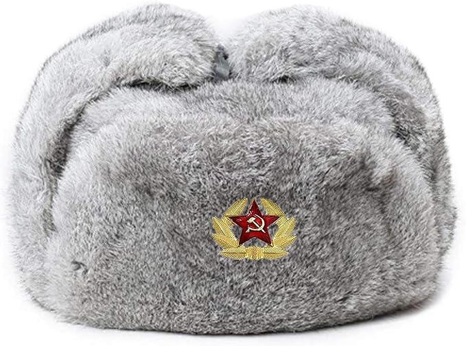 Amazon Valpeak ファーハット メンズ 本物のラビットファー ロシアハット Ushanka トルーパー トラッパーハット レディース 冬 アウトドア グレー Xl ニット 通販
