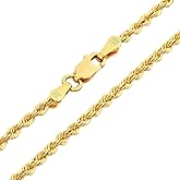 Nuragold 10k Real Yellow Gold 2.5mm Rope Chain Diamond Cut Necklace (16"-30") Italian Jewelry for Men & Women