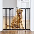 InnoTruth Baby Gate for Stairs & Doorways 29-39.6" Wide, 30" Tall Dog Gate for Pet Gates, Easy Step Auto Close Walk Thru Metal Stair Child Gate, Dual-Lock Safety Design and One-Hand Opening, Black