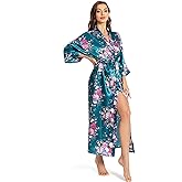 MizzGenio Women's Long Silk Robes Lightweight Long Satin Robes Full Length Sleepwear Dressing Gown