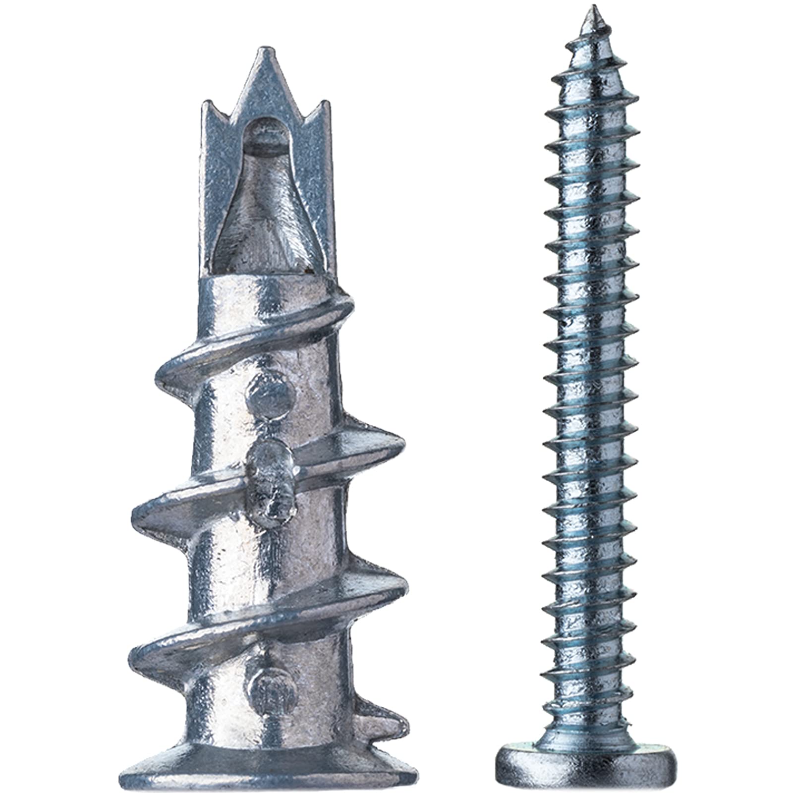 50Pcs Plasterboard Fixings, Metal Self Drilling Plasterboard Screws Raw Plugs Cavity Wall, Driva Plasterboard Wall Plugs, Heavy Duty Drywall Anchors