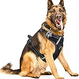 WINSEE Dog Harness No Pull, Pet Harnesses with Dog Collar, Adjustable Reflective Oxford Outdoor Vest, Front/Back Leash Clips