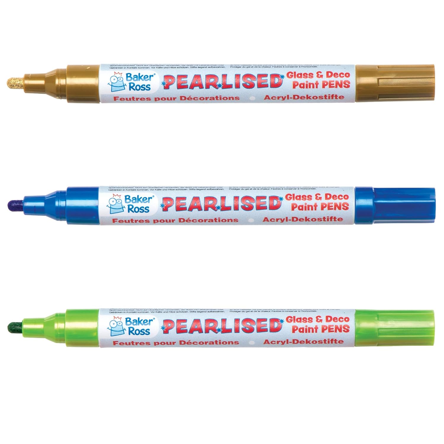 Baker Ross AT485 Glass Paint Markers, Pack of 6, Pearl Finish Marker Set, Art And Craft Supplies, Pearl, Blue, Gold, Pink - Image 5