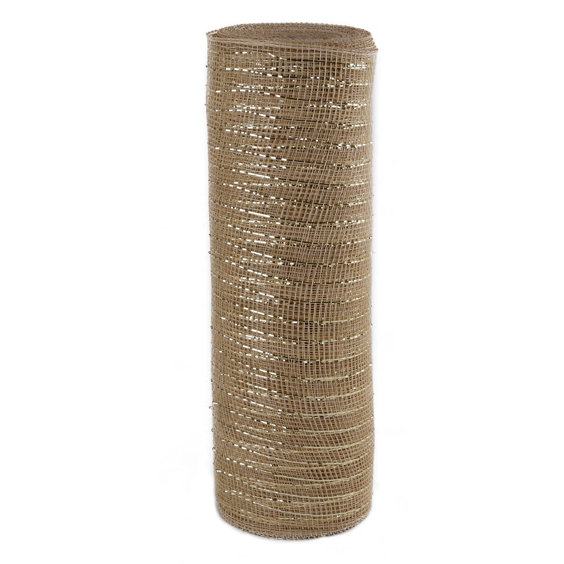 Wide Foil Deco Poly Mesh Ribbon 25cm x 9.1 Meters (Natural, Champion foil)