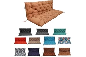 YIMORIA Porch Swing Cushion, Swing Cushions for Outdoor Furniture with Backrest, 2-3 Seater Thickened Outdoor Swing Cushions for Porch, Patio, Outdoor and Garden (Khaki,60 * 40 in)