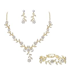 BriLove Women's Wedding Jewelry Set Leaf Cluster