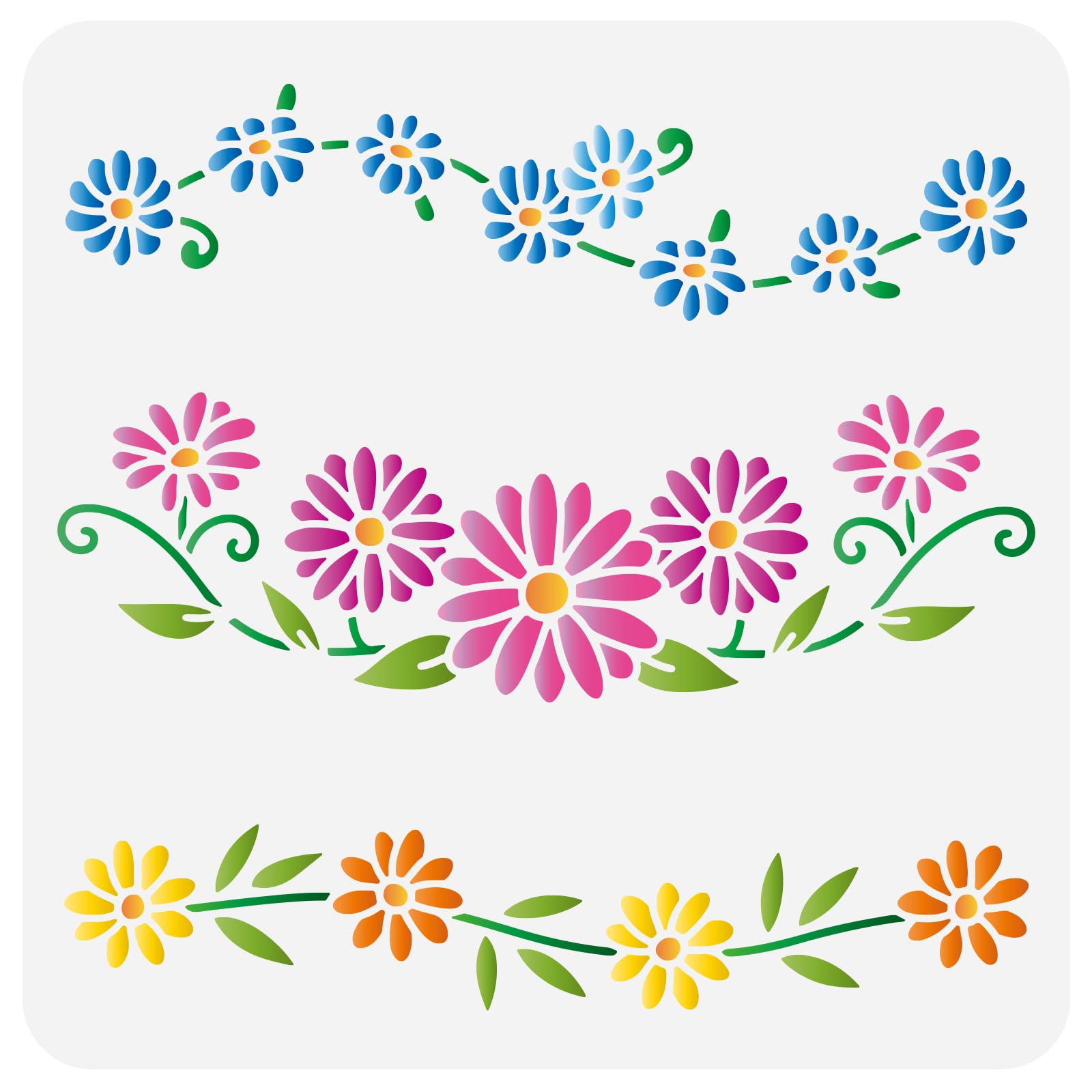 FINGERINSPIRE Daisy Chain Stencils 30x30cm Reusable Daisy Drawing Stencil DIY Craft Blooming Daisy Flower Painting Template Plant Stencil for Painting on Wall Wood Fabric Furniture โ image 1