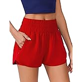 PINSPARK Women's 2 in 1 Running Shorts High Waist Athletic Workout Short Quick Dry Anti-Chafe Liner Short with Zipper Pockets
