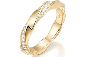 TIMELESSTAR Stackable Eternity Band Rings for Women Wedding, Engagement, Promise, Anniversary Premium Moissanite|D Color VVS1 Clarity 3EX Cut|S925 Sterling Silver 14K Gold Plated Non Tarnish