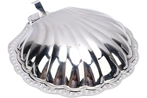 Aqur2020 Shell Trinket Dish, Decorative Jewelry Plate Silver Seashell Stainless Steel Serving Tray for Nuts Candy Jewelry Org