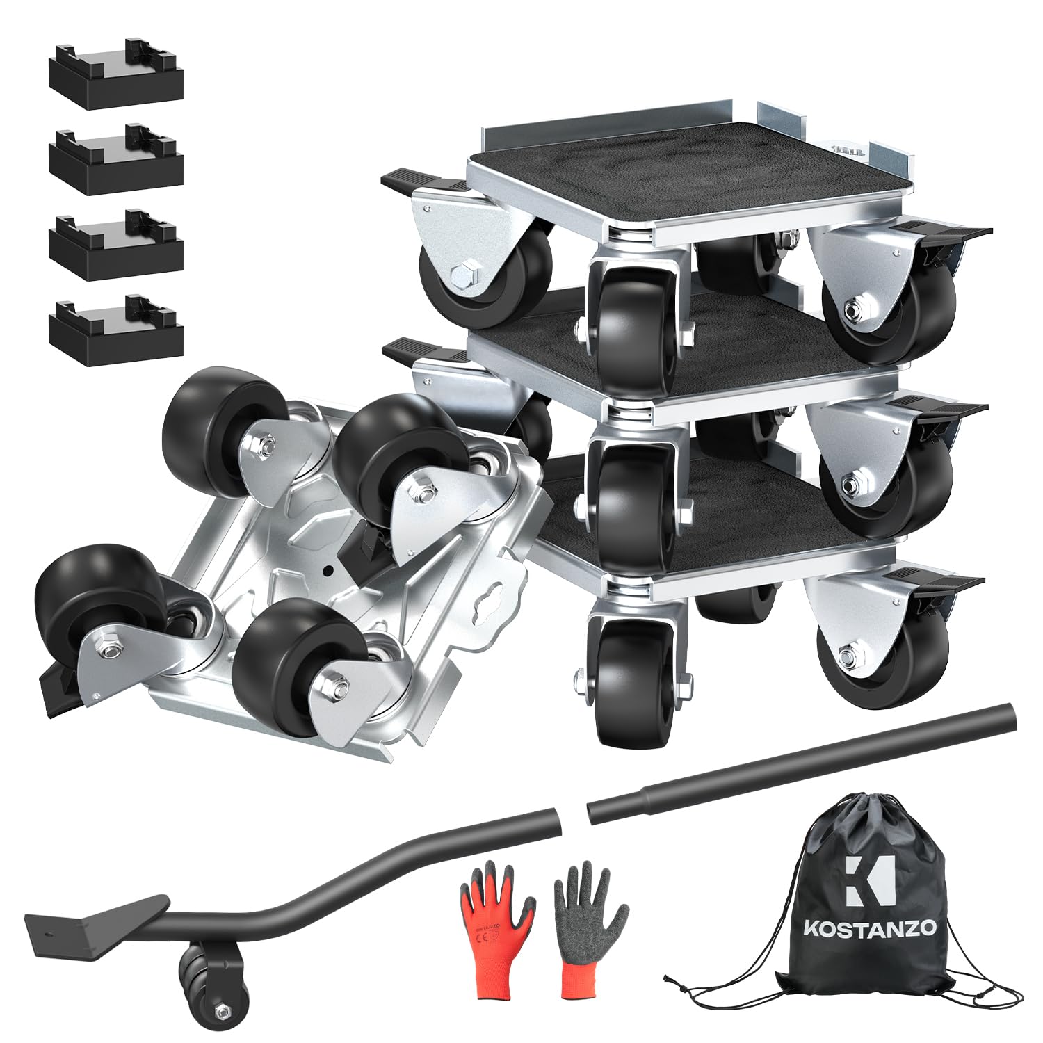Photo 1 of Furniture Moving Dolly with Reinforced Steel Panel Heavy Duty,360°Swivel & Top Brake Furniture Movers with Wheels,Furniture Lifter Set of 4 up to 3000 LBS for Appliances,Sofa,Fridge,Washing Machine