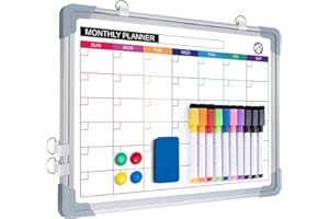 Dry Erase Calendar White Board for Wall, ARCOBIS 12" x 16" Small Magnetic Monthly Whiteboard Calendar, Hanging Double-Sided Board for Planning, Memo, List, Drawing, School, Home, Office