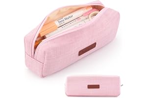 ANGOOBABY Small Pencil Case Student Pencil Pouch Coin Pouch Cosmetic Bag Office Stationery Organizer for Teen School-Pink