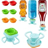 WhiteRhino Bottle Emptying Cap with 3 Size,Flip Bottle Emptying Kit|Upside Down Bottle Dispenser Cap|Squeeze Fit Most -for Pump Bottle,Lotion,Shampoo,Body Wash,Get Last Drop（2cs）