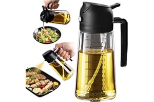 TrendPlain 470ml Olive Oil Spray Bottle for Kitchen Gadgets - 2 in 1 Olive Oil Dispenser Bottle and Air Fryer Accessories for