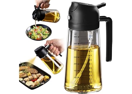 TrendPlain 16oz/470ml Glass Olive Oil Sprayer for Cooking – 2 in 1 Olive Oi...