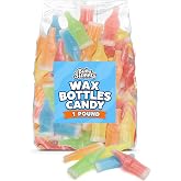 Wax Bottles Candy 1 lb Bulk Bag - Classic Wax Soda Bottles with Sweet Juice Center, Assorted Flavors, Retro Candy Treat