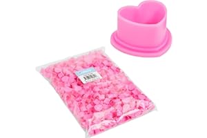 Saferly Heart Tattoo Ink Caps Cups with Base for Tattoo, Tattooing, Disposable Pigment Holder, Microblading Tattoo Supplies, Small, Bag of 500, Pink