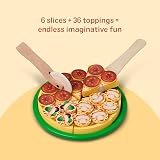 Melissa & Doug Wooden Pizza Kitchen Role Play Set 6 slices 50 toppings view 9