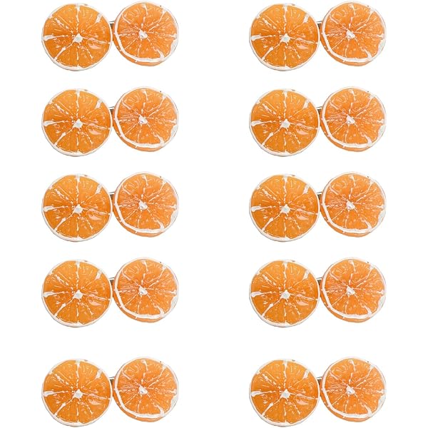 6 Orangefarbene Haarspangen – Acryl, Realistisches Obst-Design, Niedlich Für Frauen & Mädchen, 3x3,5 Cm