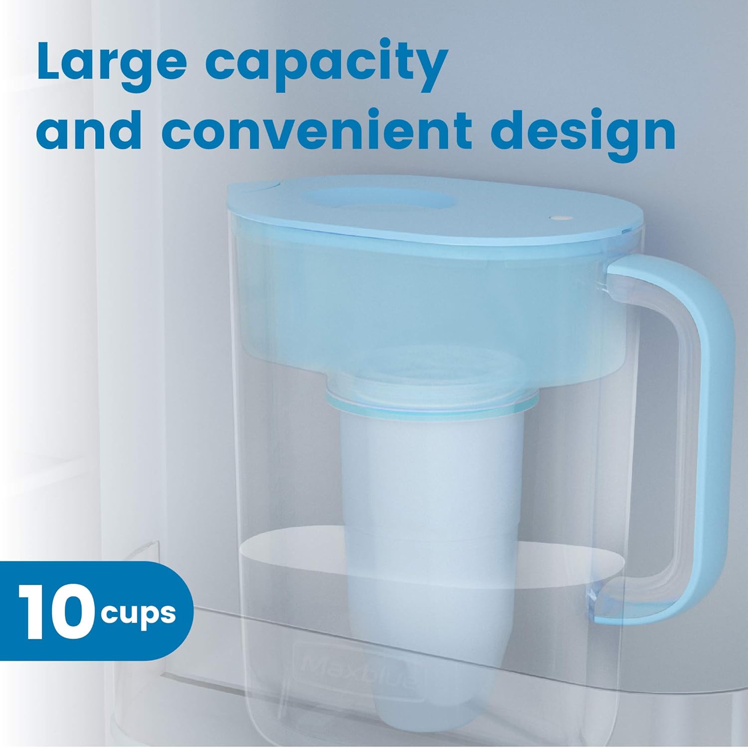 Maxblue 10-Cup Water Filter Pitcher with 1 Filter, Zero 0 TDS, 6-Stage Filtration System, Reduces Lead, Fluoride, Chlorine and More, BPA Free, Blue, Model: MB-PT-08B: Kitchen & Dining