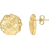 10kt Yellow Gold Mens Nugget Stud Earrings