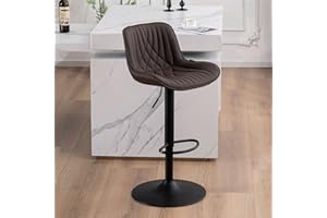 YOUTASTE Modern Brown Bar Stool Set of 1 Adjustable Barstool Luxury Upholstered Single Bar Chair Faux Leather Counter Height 