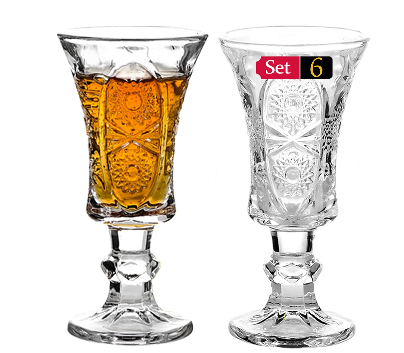 Srgeilzati Port Glasses with Stem,Sherry Glasses | Shot Glasses Set| Limoncello Glasses 1.3 oz (6)
