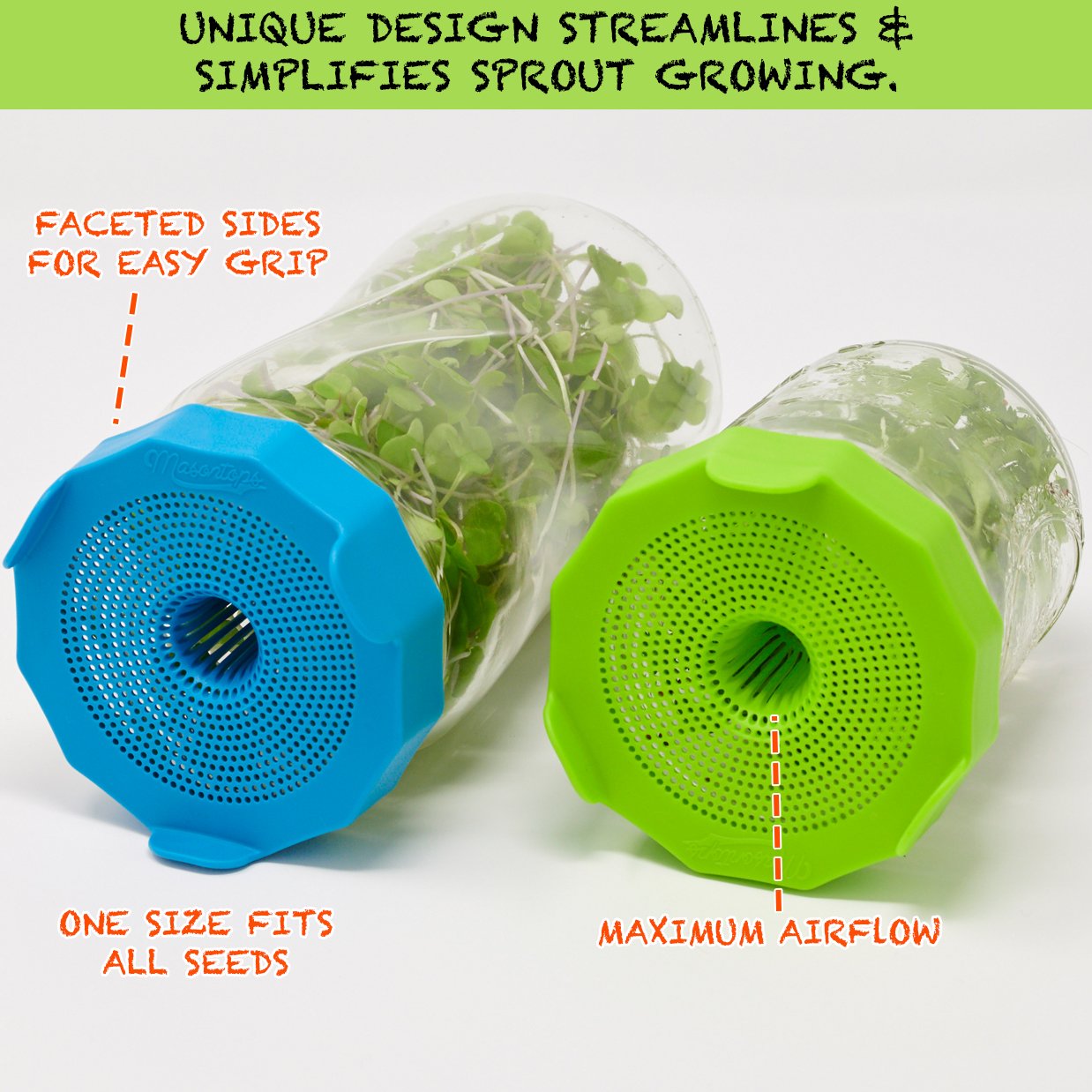 Masontops Bean Screen Plastic Mason Jar Sprouting Lids for Wide Mouth