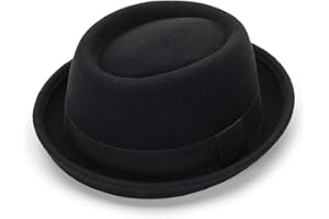 FGSS Pork-Pie-Hat Wool-Felt-Bowler Porkpie-Boater Derby-Fedora-Hat for Men-Women (M)