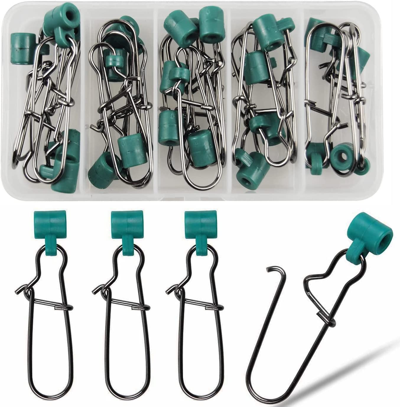 Fishing Line Sinker Slides High Strength Fish Swivels with Duo Lock Snaps Sinker Line Connector for Saltwater Fishing Accessories Tackle