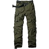 AKARMY Men's Ripstop Wild Cargo Pants, Relaxed Fit Hiking Pants, Army Camo Combat Casual Work Pants with 8 Pockets(No Belt)