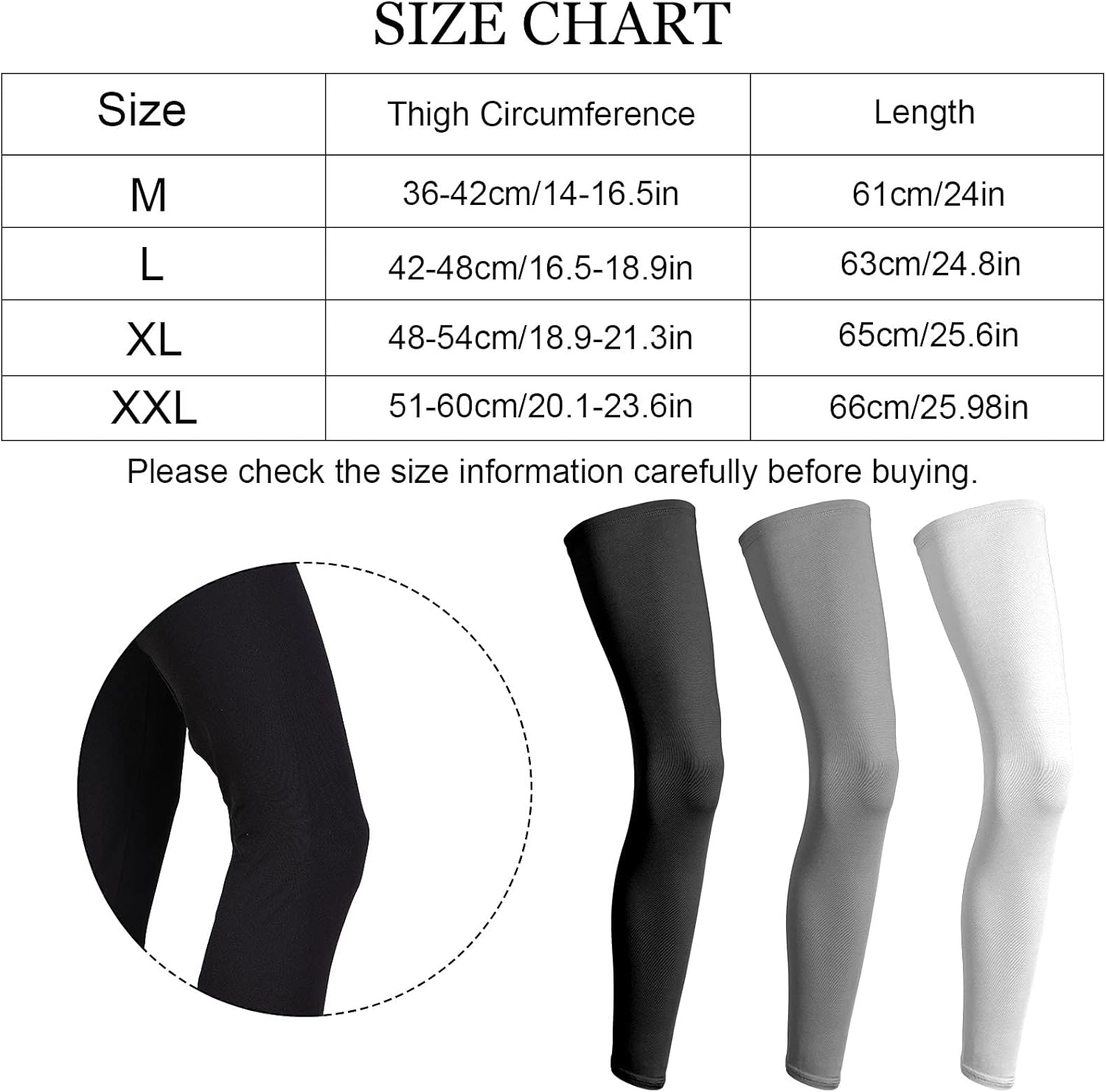 3 Pairs Full Compression Leg Sleeves UV Protection Outdoor Sports Cycling: Clothing