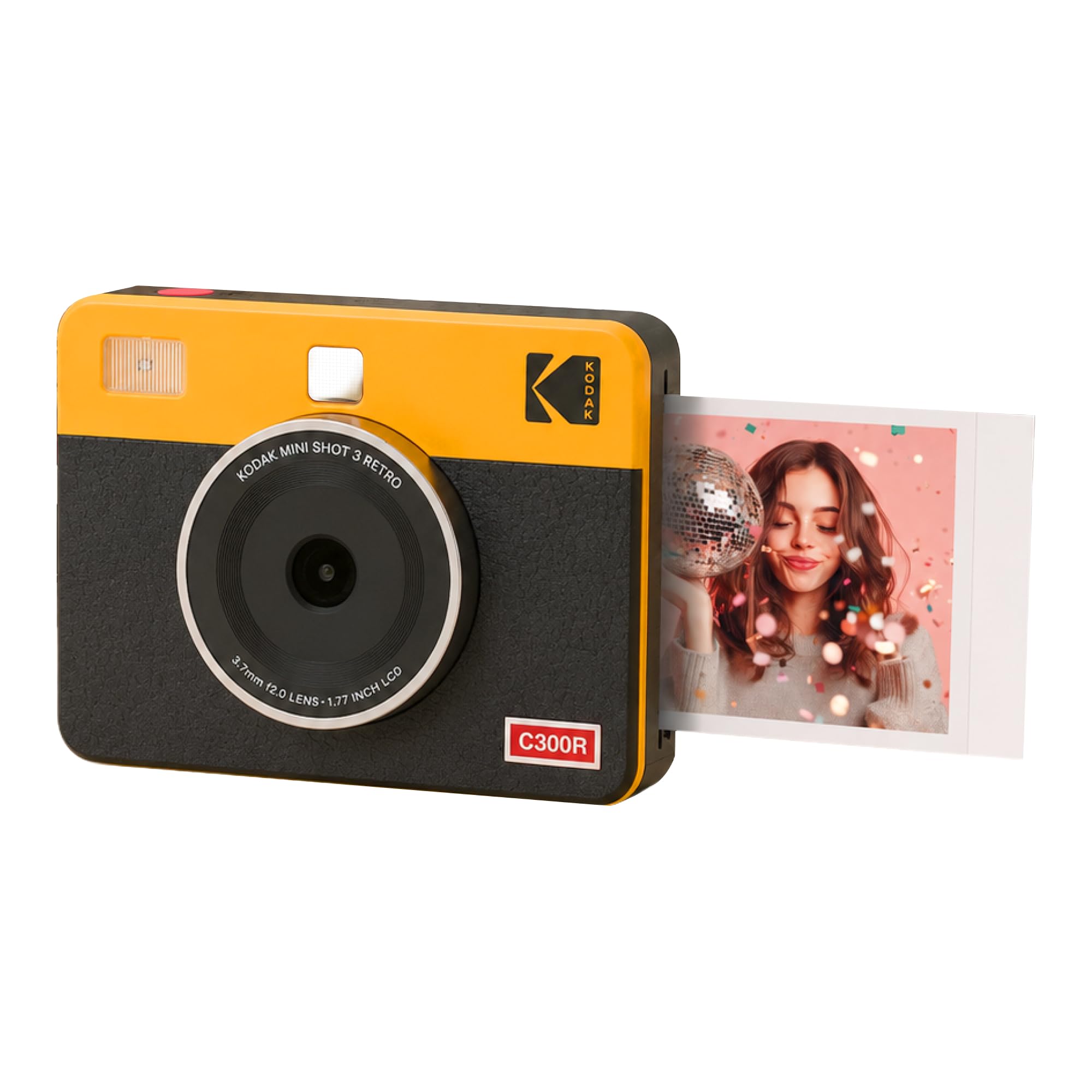 KODAK Mini Shot 3 Retro 3x3 Cámara instantánea, Impresora fotográfica, 8 hojas, Amarillo