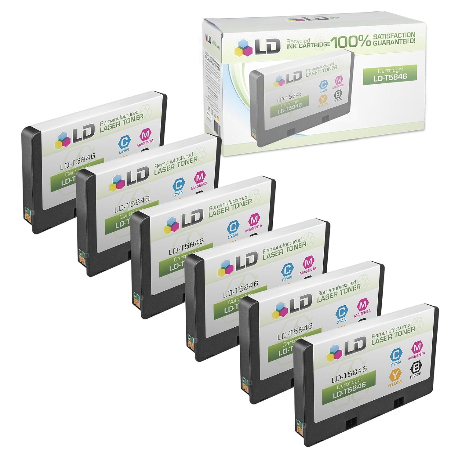LD Products Remanufactured Ink Cartridge Replacement for Epson T5846 ( Black,Cyan,Magenta,Yellow , 6-pack )