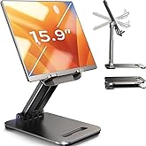 LISEN iPad Stand Tablet Holder for Desk, Kindle Accessories Stand for Apple | iPhone Duo iPad Accessories, Fold Portable Monitor Stand, Phone Stand Desk Accessories Offices Essentials, Gifts for Wo Men