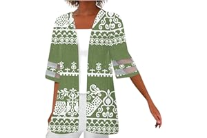KENVINA Womens Plus Size Summer Tops 2024 Casual Loose Cardigan Half Length Sleeve Printed T Shirt Cover Up Work Tops Shirts