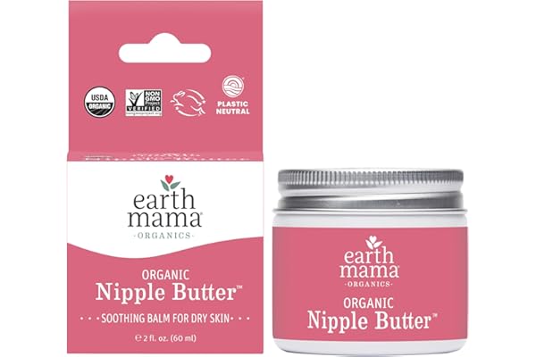Organic Nipple Butter™ Breastfeeding Cream by Earth Mama | Postpartum Essentials Safe for Nursing, Non-GMO Project Verified, No Lanolin, 2-Fluid Ounce