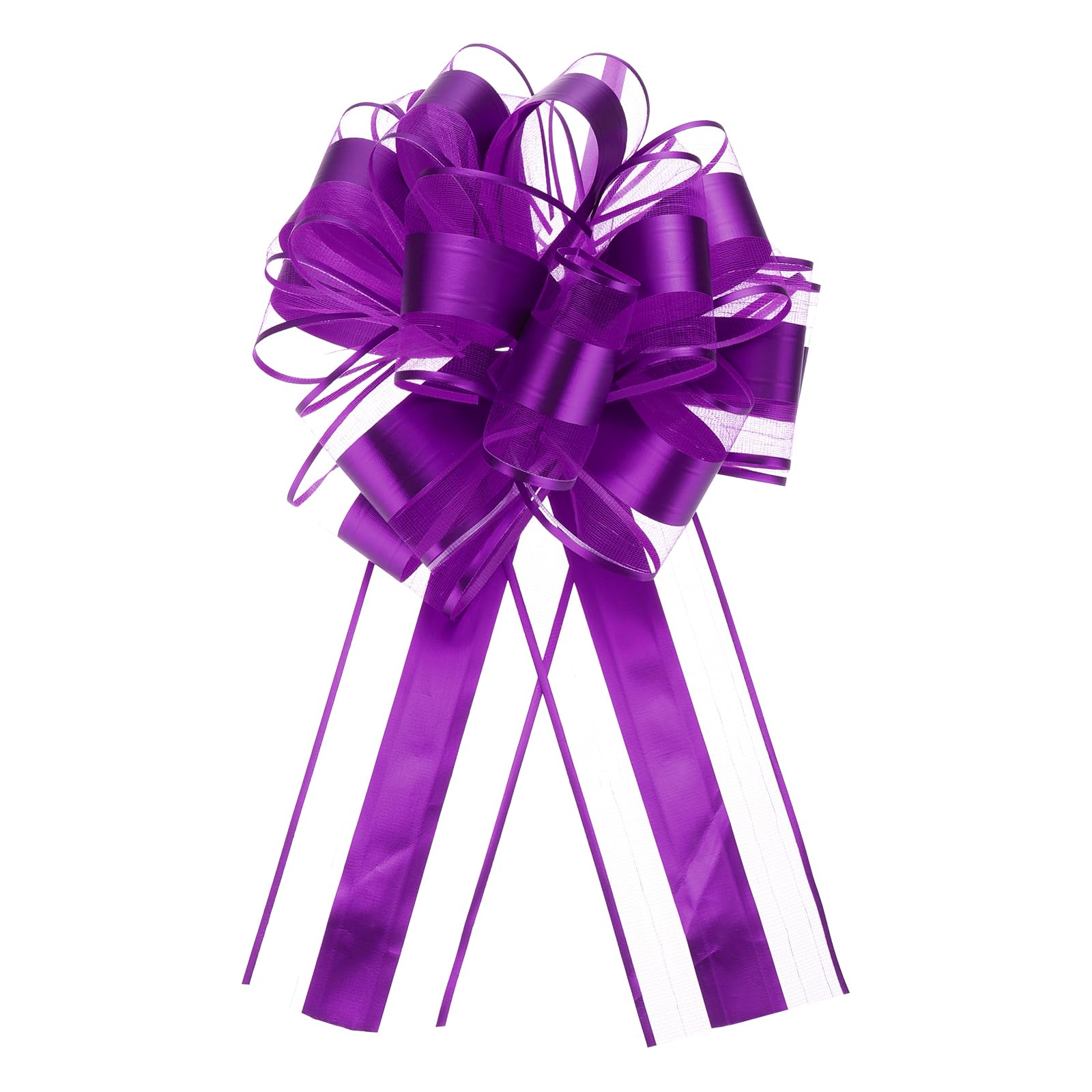 Uxcell 12pcs 11 Inch Extra Large Pull Bow Metallic Gift Wrapping Bows Ribbon Organza Dark Purple for Wedding Baskets Presents Christmas Party