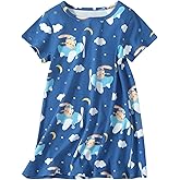 Xrknofio Girl's Cotton Nightgowns Short Sleeve Princess Sleep Shirts Comfy Nightdress Sleepwear