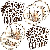 40Pcs Cowboy Party Supplies Western Paper Plates and Napkins Kit for Wild West Cowboy Rodeo Birthday Baby Shower Party Decorations