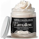 Amallow 100% Grass Fed Beef Tallow for Skin Care - Face + Body - Whipped Moisturizer - Natural Lotion, 4 FL. oz. (Vanilla Lavender)