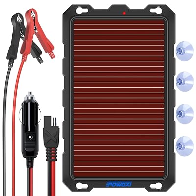 POWOXI 3.3W-Solar-Battery-Trickle-Charger-Maintainer -12V Portable Waterproof Solar Panel Trickle Charging Kit for Car, Automotive, Motorcycle, Boat, Marine, RV, Trailer, Powersports, Snowmobile, etc.