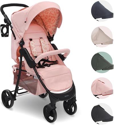 My Babiie MB30 Pushchair Pink Leopard - From Birth to 22kg, Compact Fold