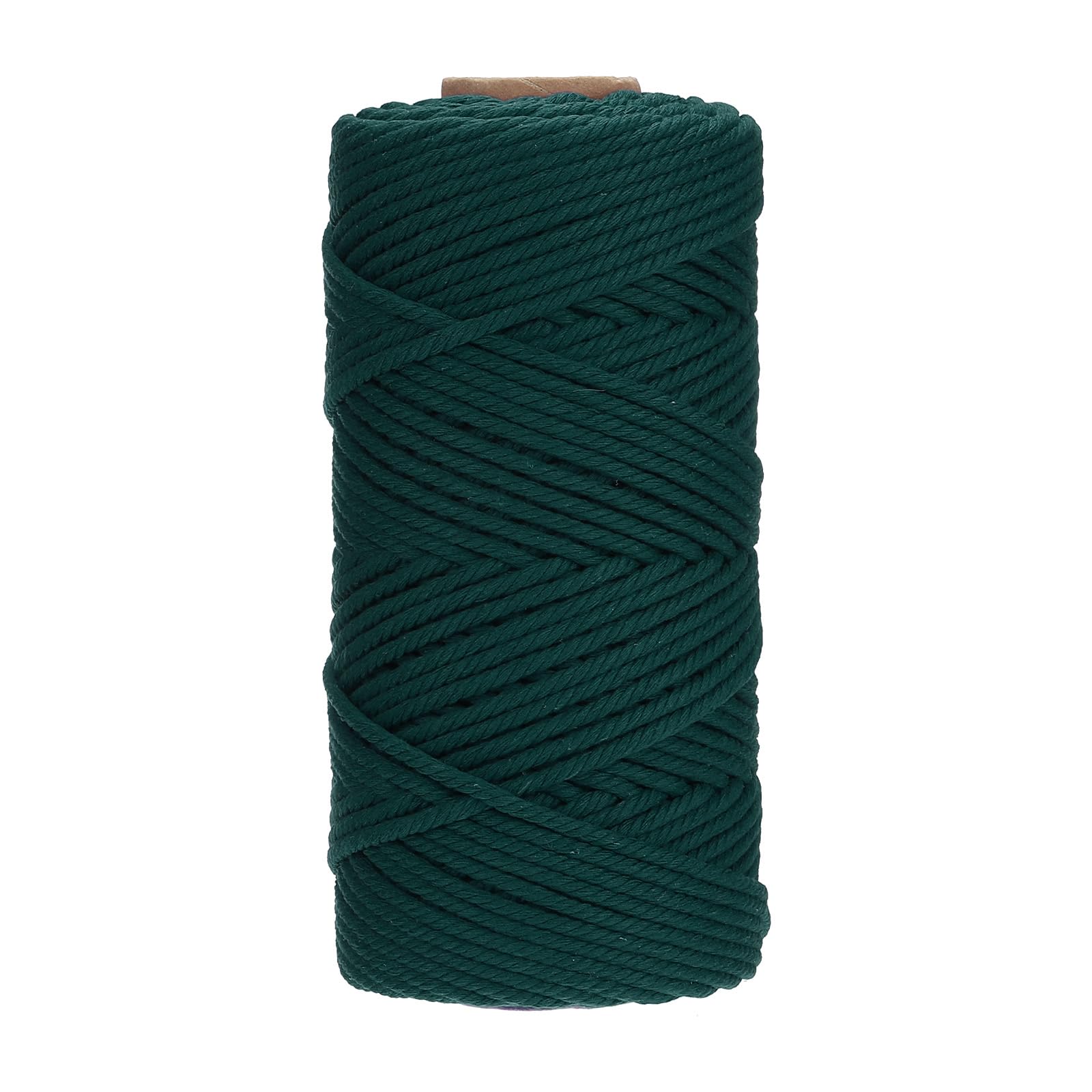 PATIKIL 4mm x 109 Yard Macrame Cord, Soft Cotton Colored Macrame Yarn String 4 Strand Twisted for Wall Hanging Plant Hanger Dreamcatcher DIY Knitting Supplies, Dark Green