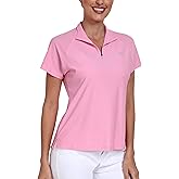MoFiz Women's Golf Polo Shirt UPF 50+ Sun Protection Quick-Dry Short Sleeve T-Shirt 1/4 Zip Collared Athletic Tennis Tops