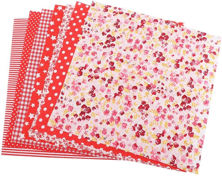 Yencoly Pre-Cut Bedding Suite, 7pcs 2525cm Cotton Fabric DIY Assorted Squares Pre-Cut Bedding Suite Quarters Bundle Machine Washable Quilt DIY Assorted Cotton Fabric(2525cm)