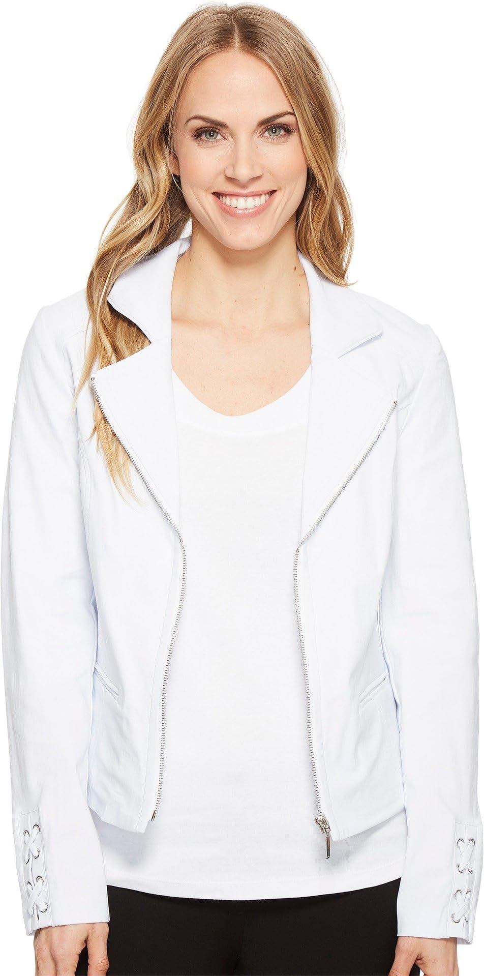 Tribal Womens Stretch Bengaline Long Sleeve Jacket with Lace-Up Detail