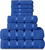 GC GAVENO CAVAILIA 8 Piece Royal Blue Towel Set 450 GSM Premium Cotton