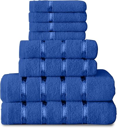 GC GAVENO CAVAILIA 8 Piece Royal Blue Towel Set 450 GSM Premium Cotton